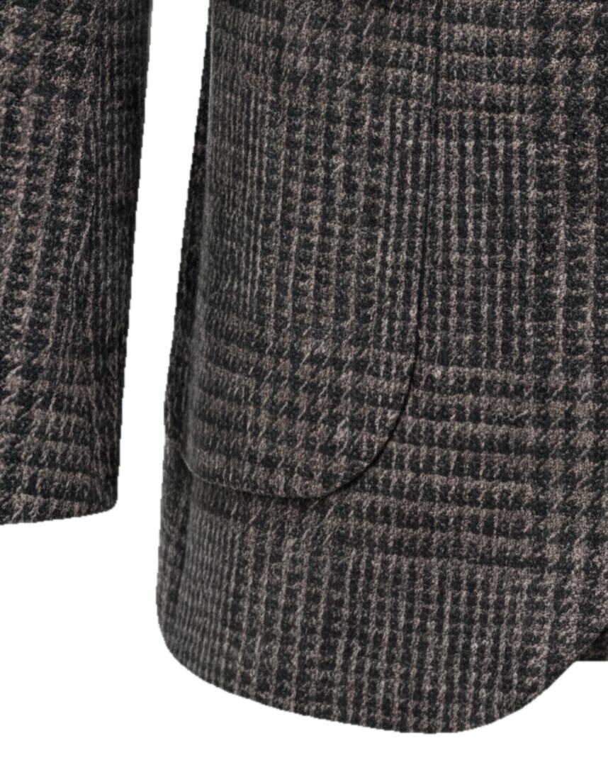 Taupe Prince of Wales Blazer, cuff detail