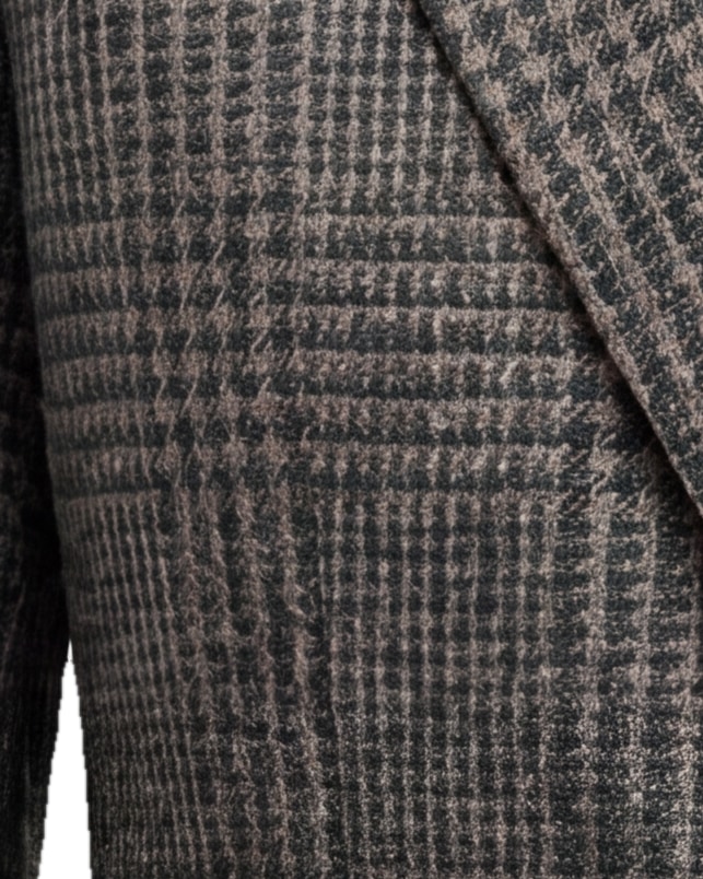 Taupe Prince of Wales Blazer, fabric close-up