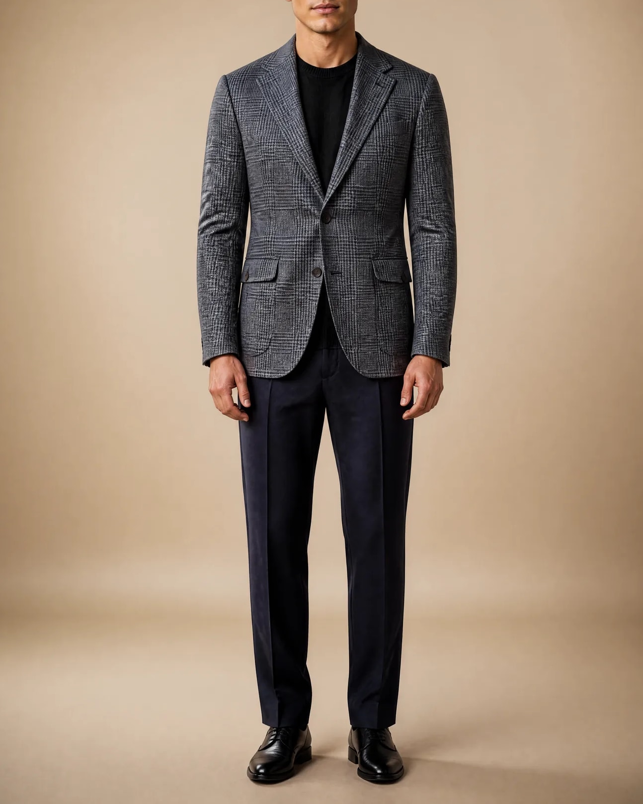 Dark Grey Prince of Wales Blazer, on model