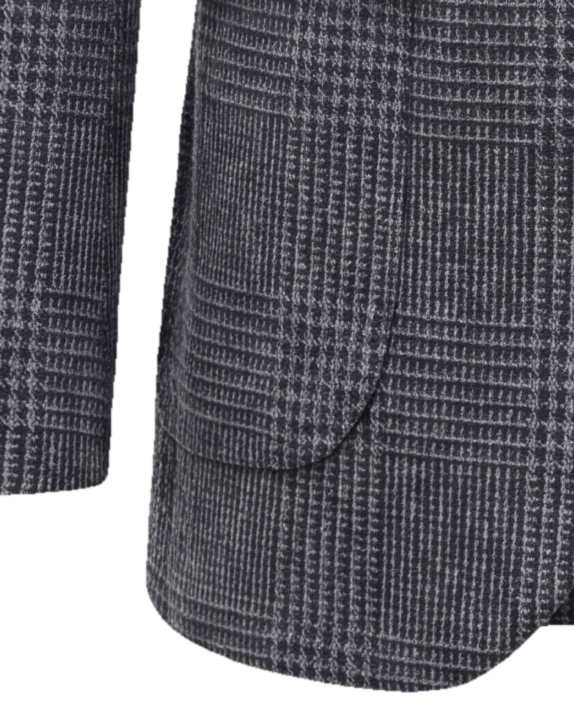 Dark Grey Prince of Wales Blazer, cuff detail