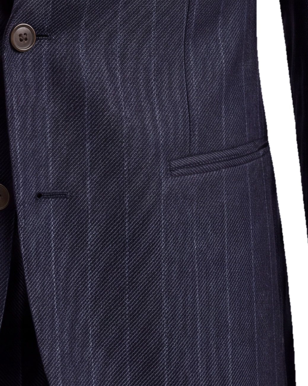 Dark Navy Pinstripe Jacket, pocket detail