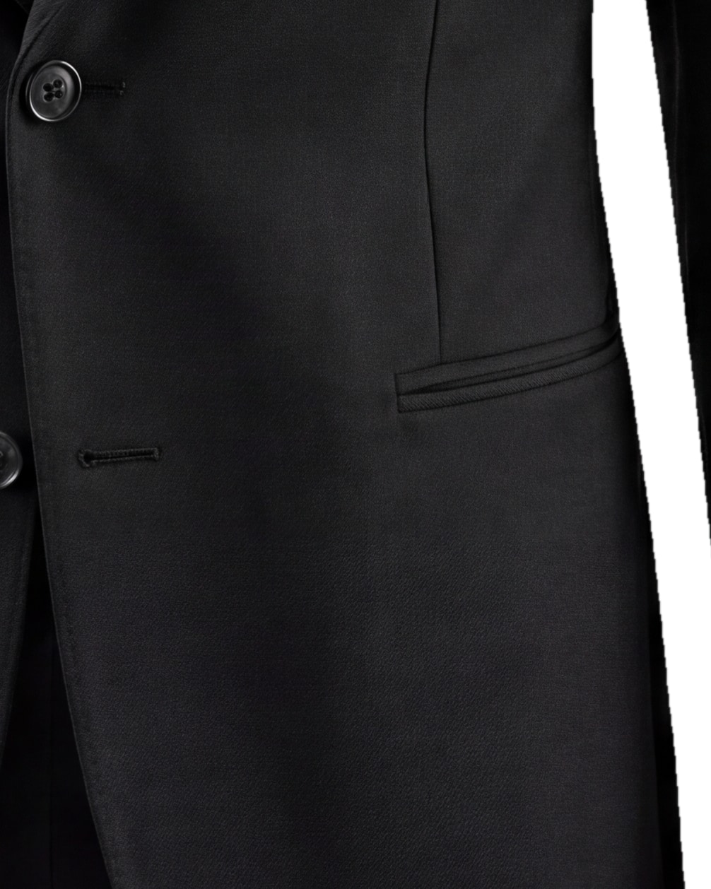 Black Super 110s Jacket from Tessitura di Quaregna, pocket detail
