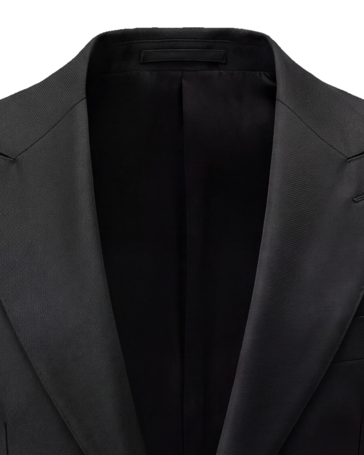 Black Super 110s Jacket from Filarte in 275 g, collar detail