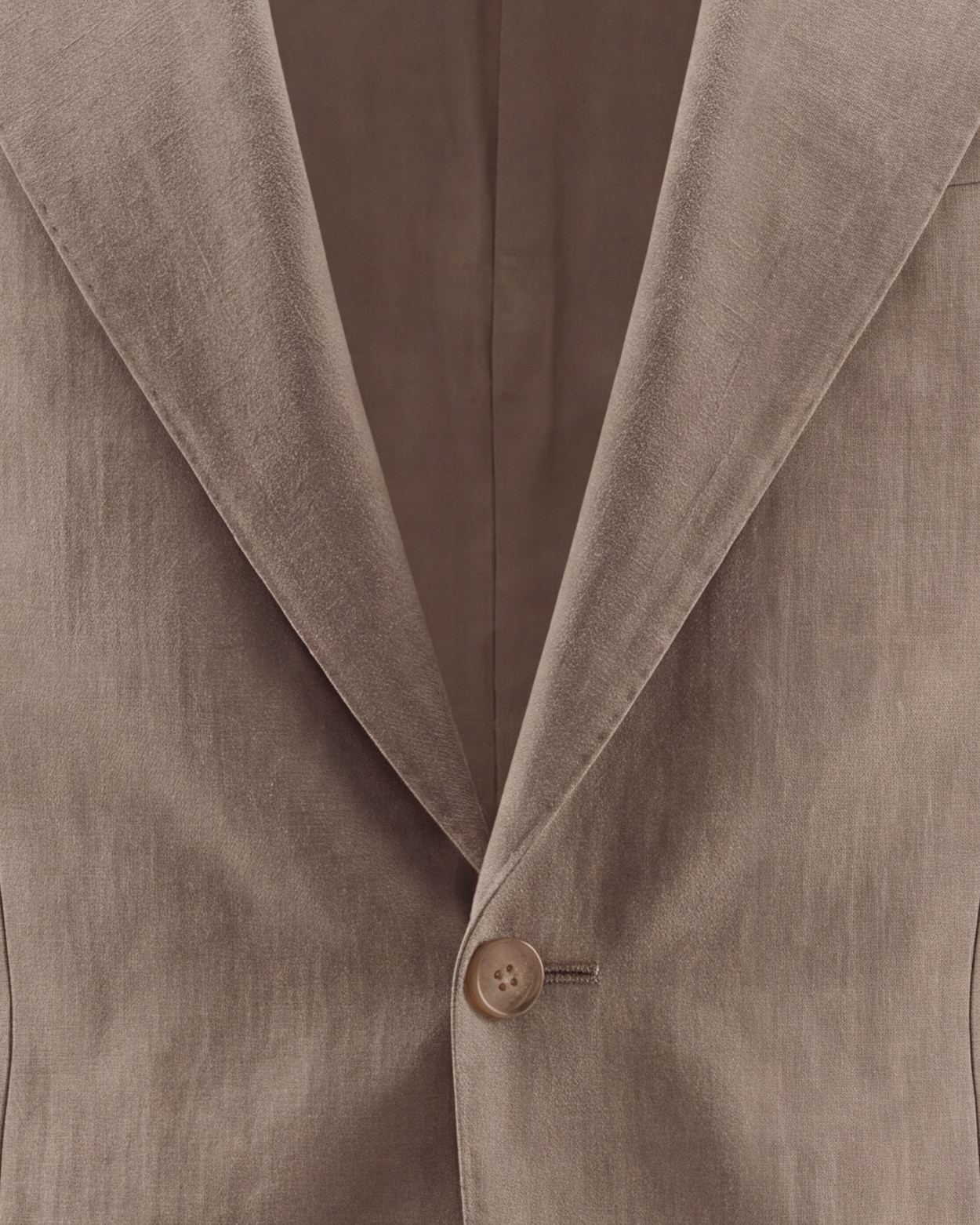 Taupe blazer i uld, silke og hør, Taupe jakke, set forfra