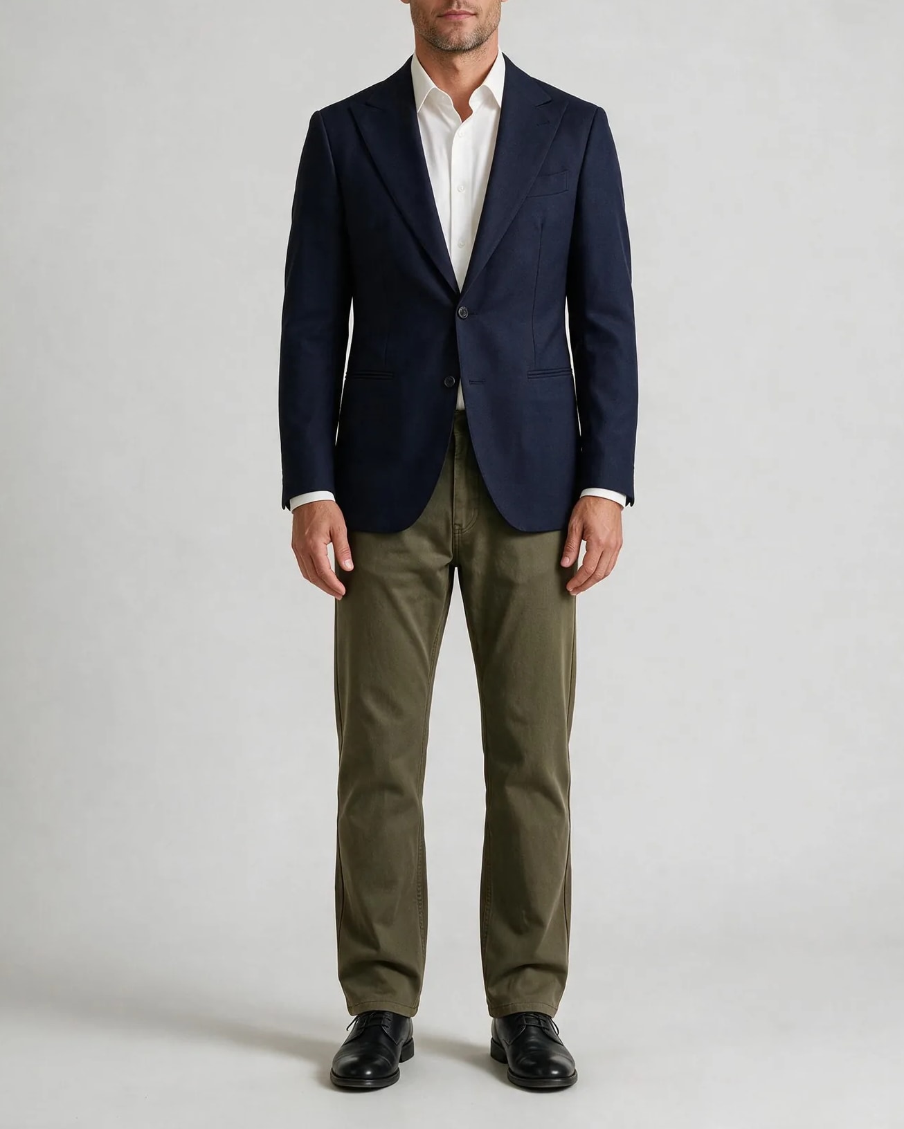 Navy Super 130s Jacket, on model