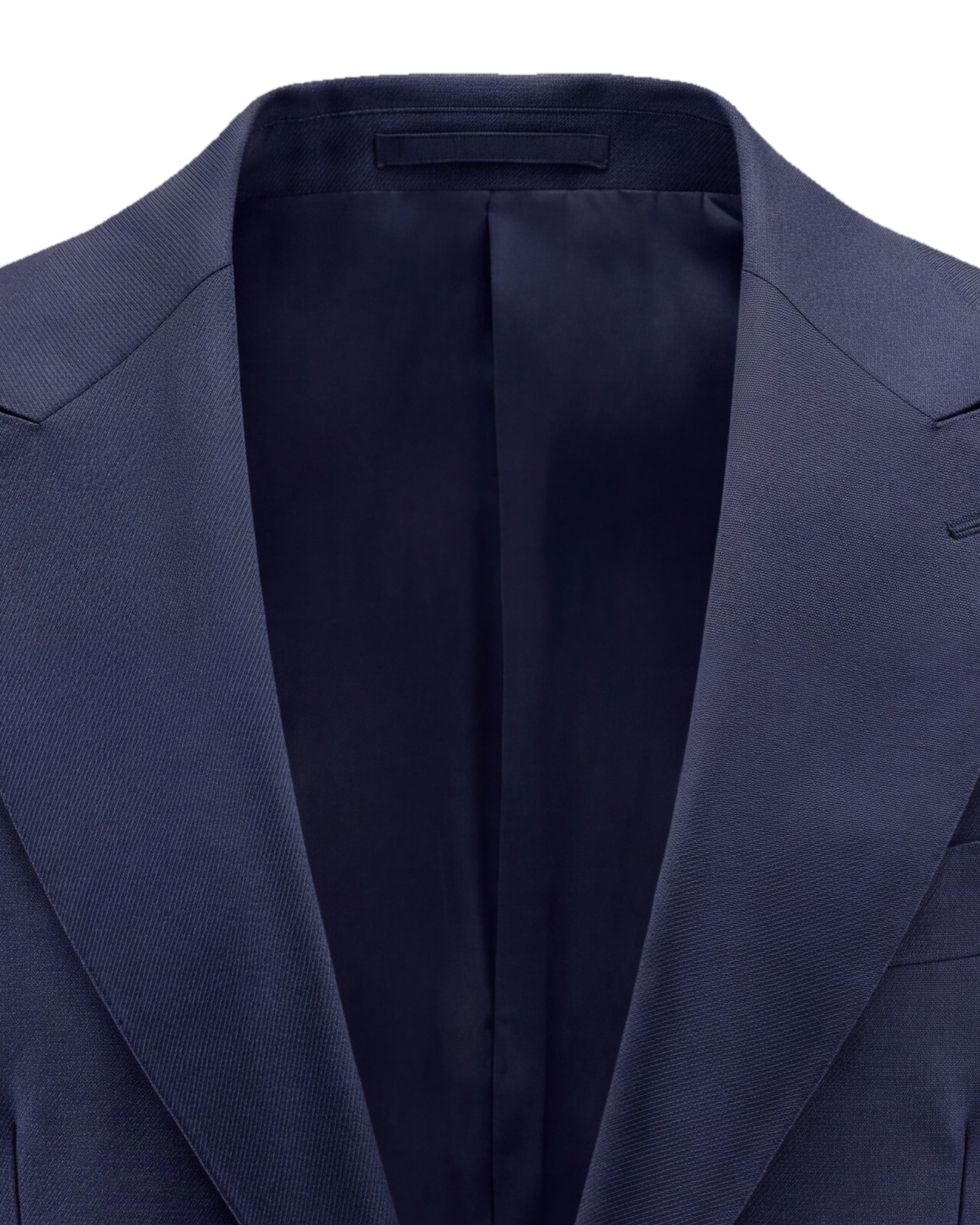 Navy Super 130s Jacket, collar detail