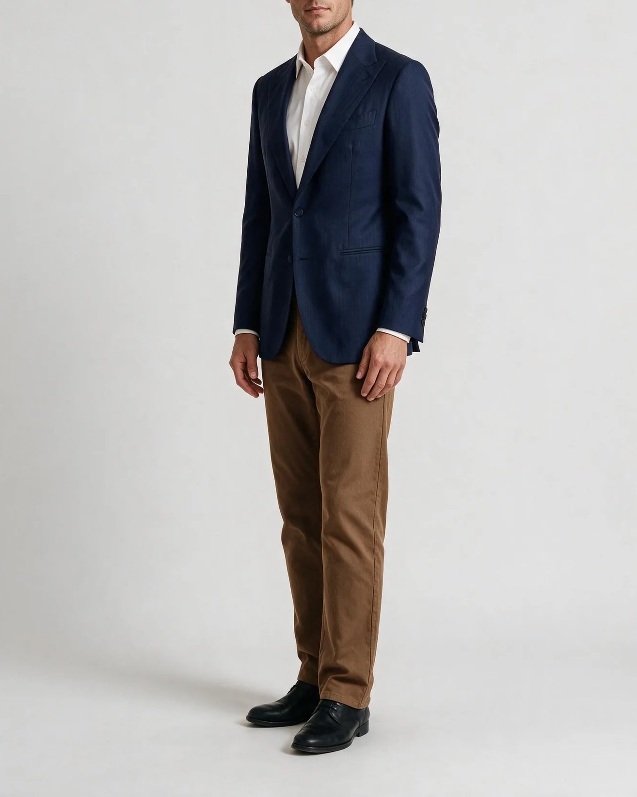 Navy Virgin Wool Blazer, Navy Jacket, on model