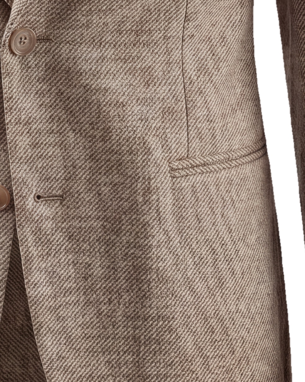 Taupe Herringbone Jacket from Drago, pocket detail