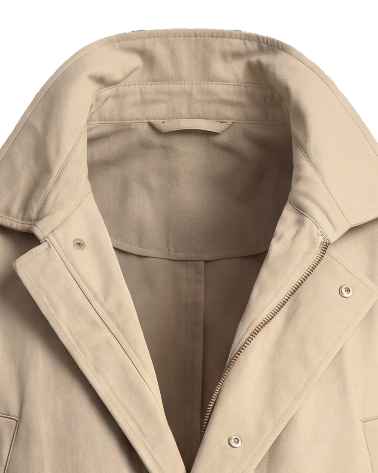 Sandbeige Field Jacket with Zip, collar detail