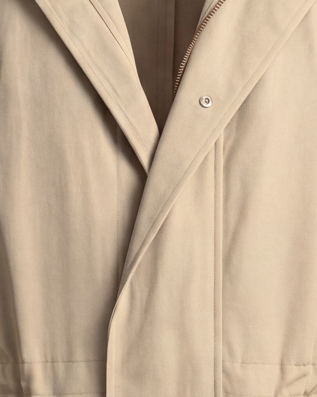 Sandbeige Field Jacket with Zip, front view