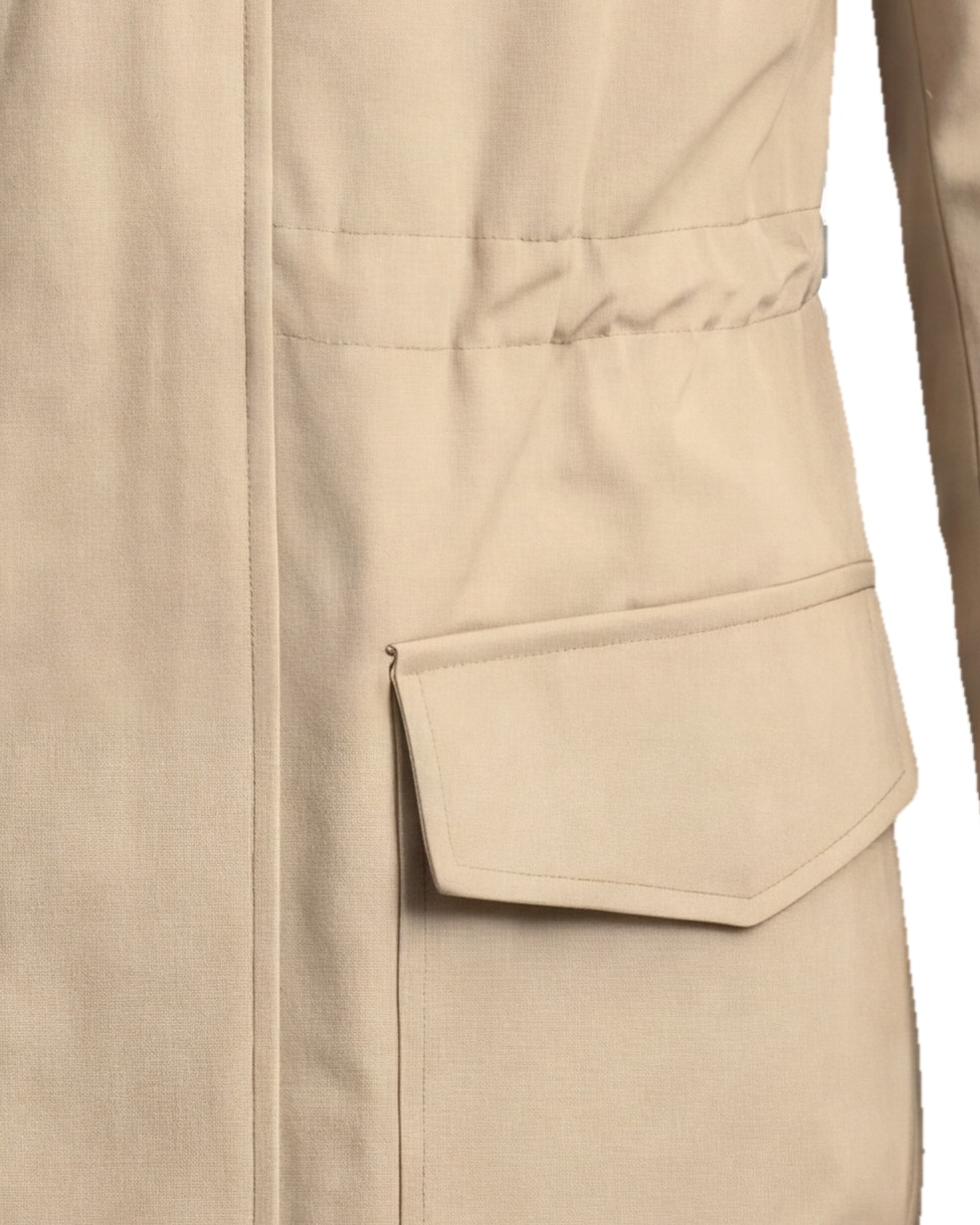 Sandbeige Field Jacket with Zip, pocket detail