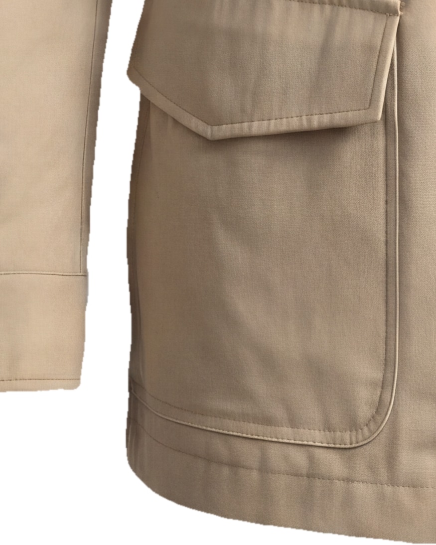 Sandbeige Field Jacket with Zip, cuff detail