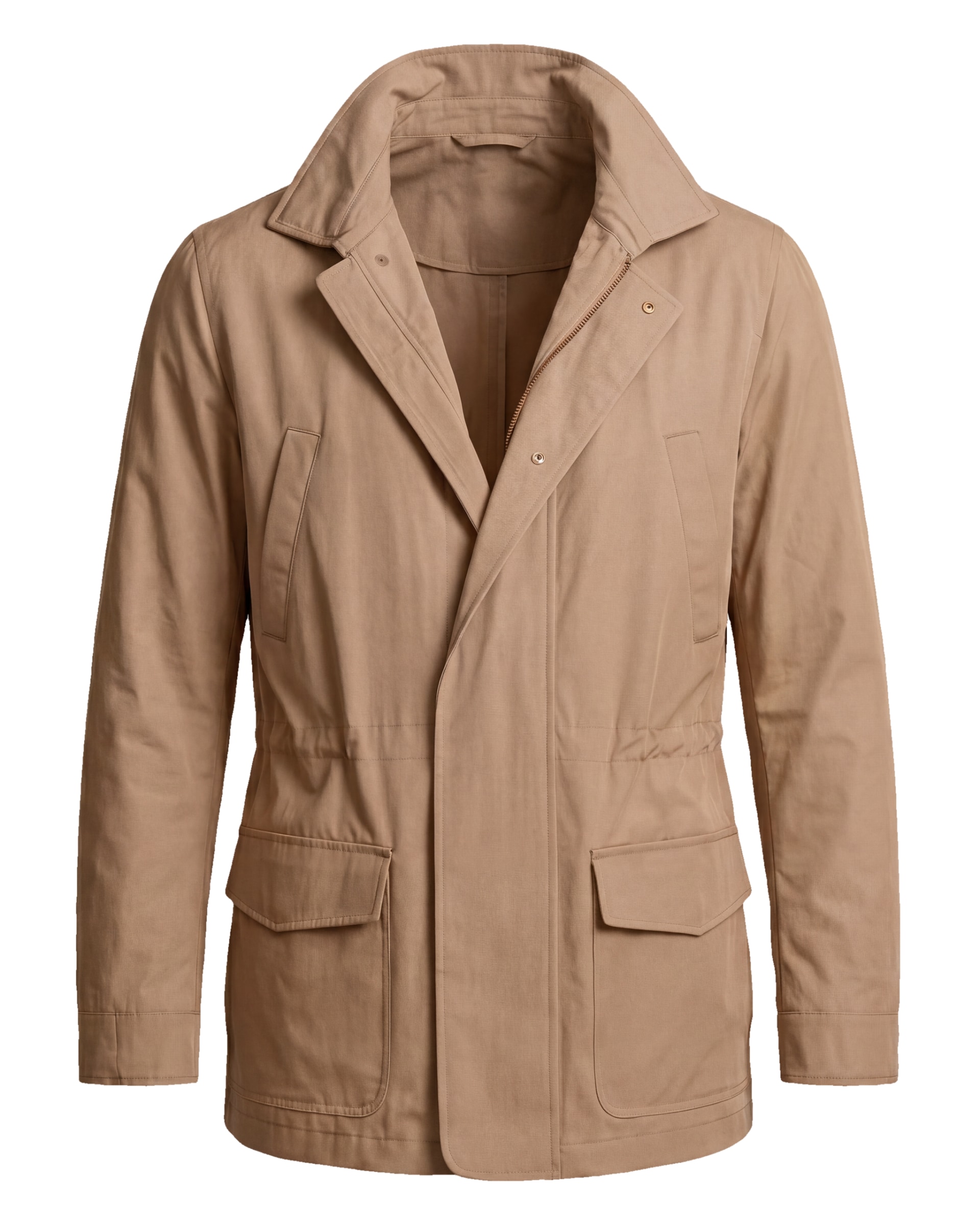 Camel Field Jacket with Zip