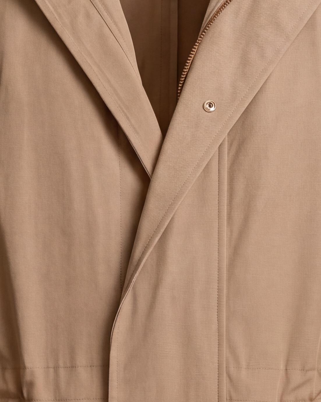 Camel Field Jacket with Zip, front view