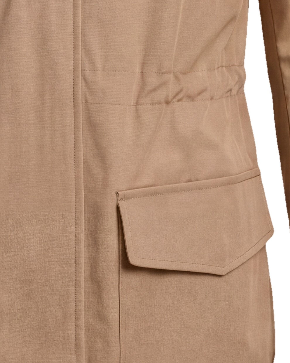 Camel Field Jacket with Zip, pocket detail