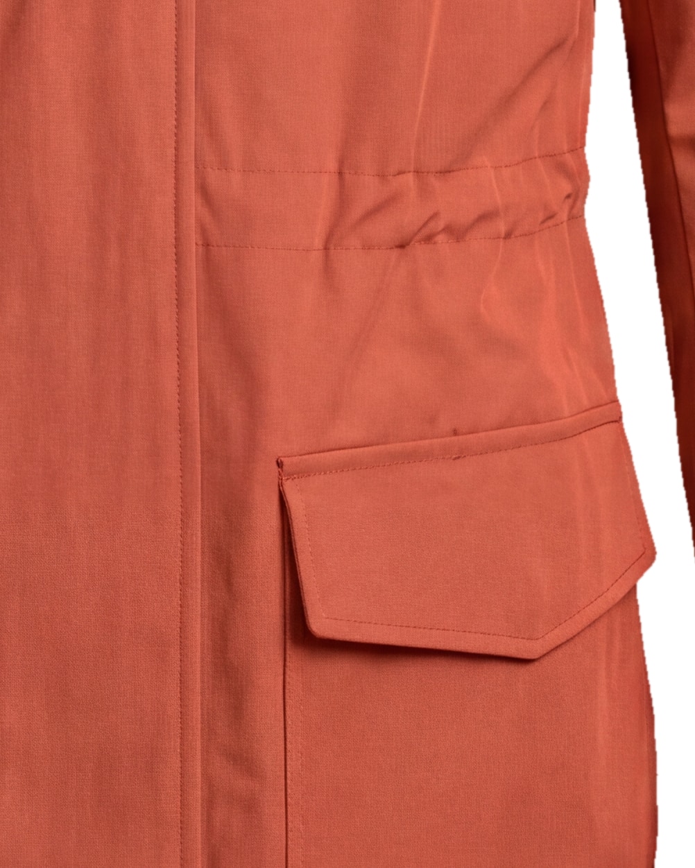 Rødbrun Field jacket med lynlås, detalje af lommen