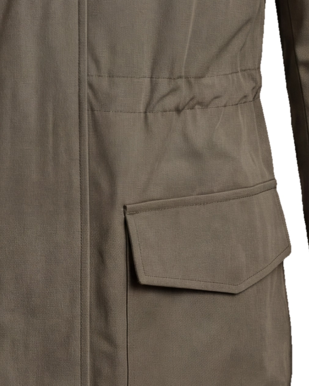 Khakigrøn Field jacket med lynlås, detalje af lommen
