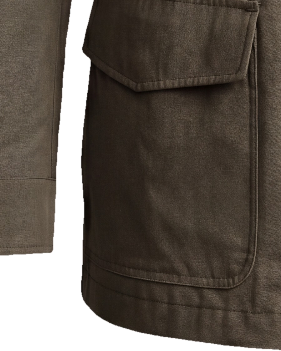 Khakigrøn Field jacket med lynlås, detalje af manchetten
