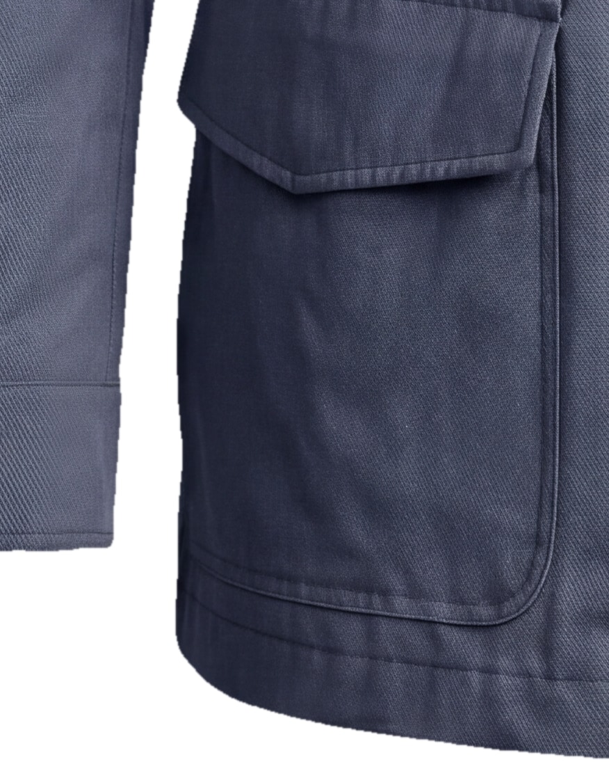 Blågrå Field jacket med lynlås, detalje af manchetten