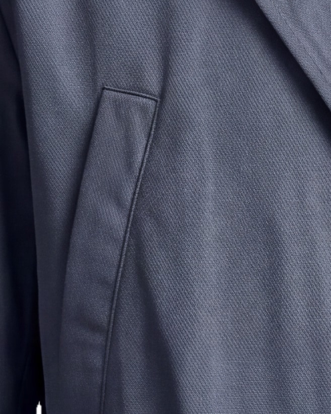 Blågrå Field jacket med lynlås, nærbillede af materialet