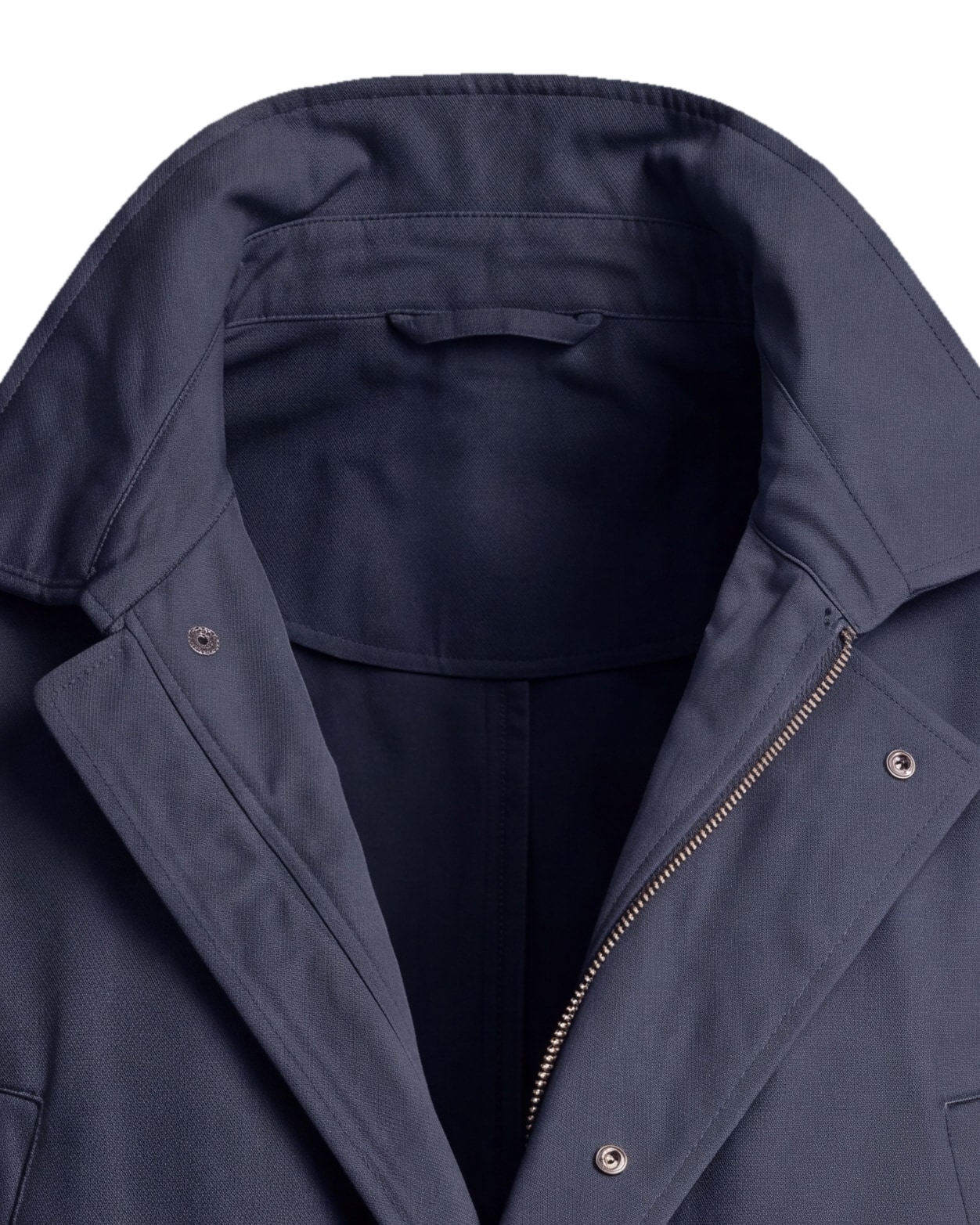 Marineblå Field jacket med lynlås, detalje af kraven
