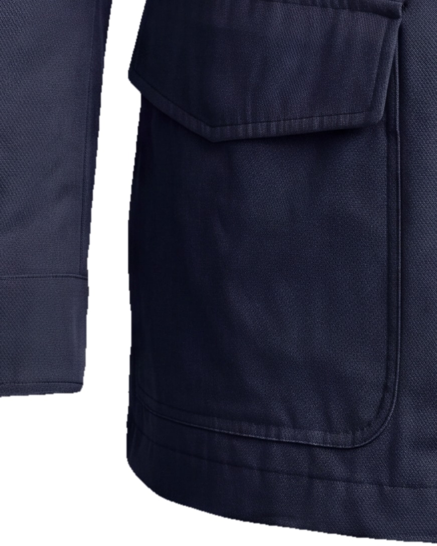 Marineblå Field jacket med lynlås, detalje af manchetten