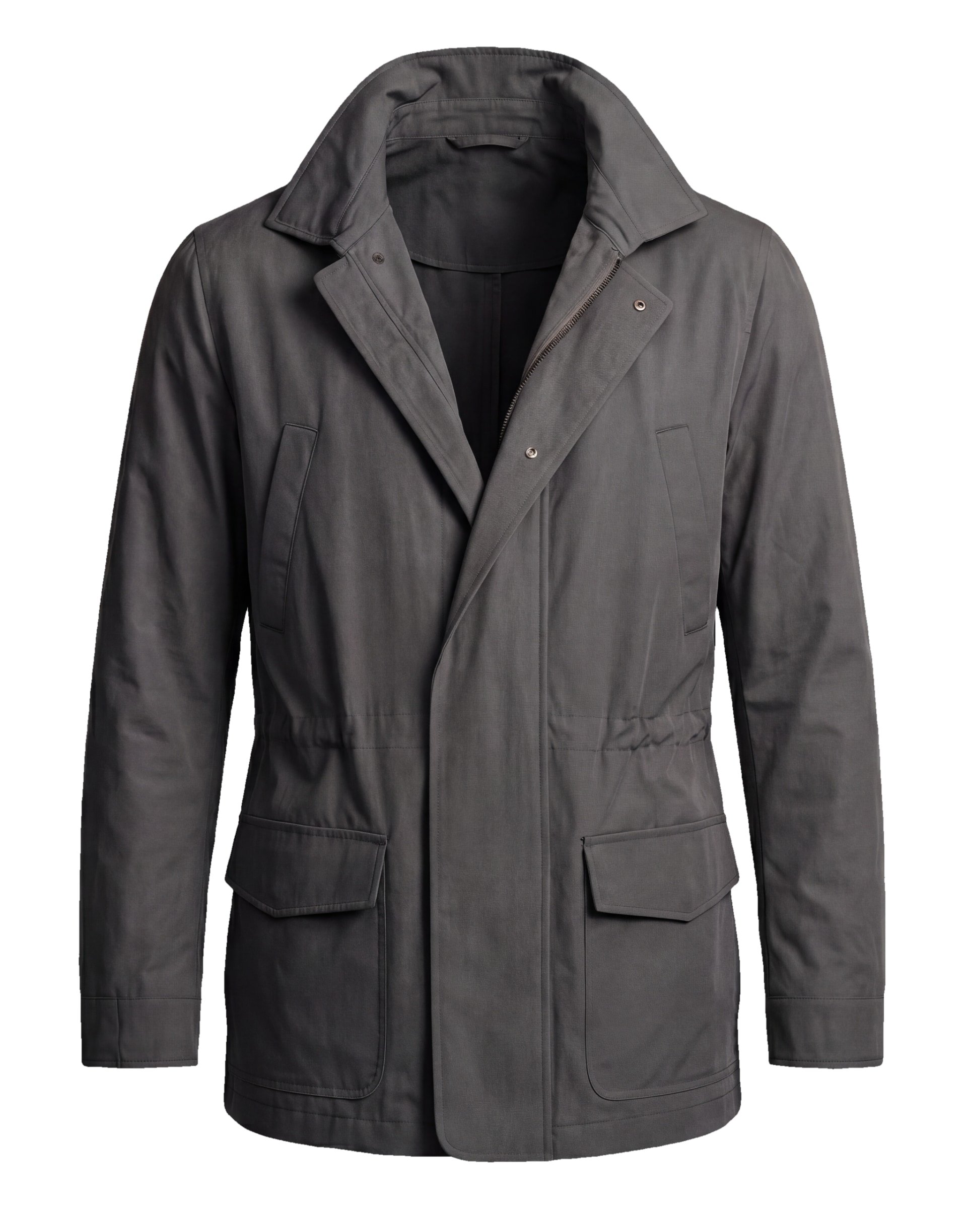 Dark Grey-Brown Field Jacket with Zip