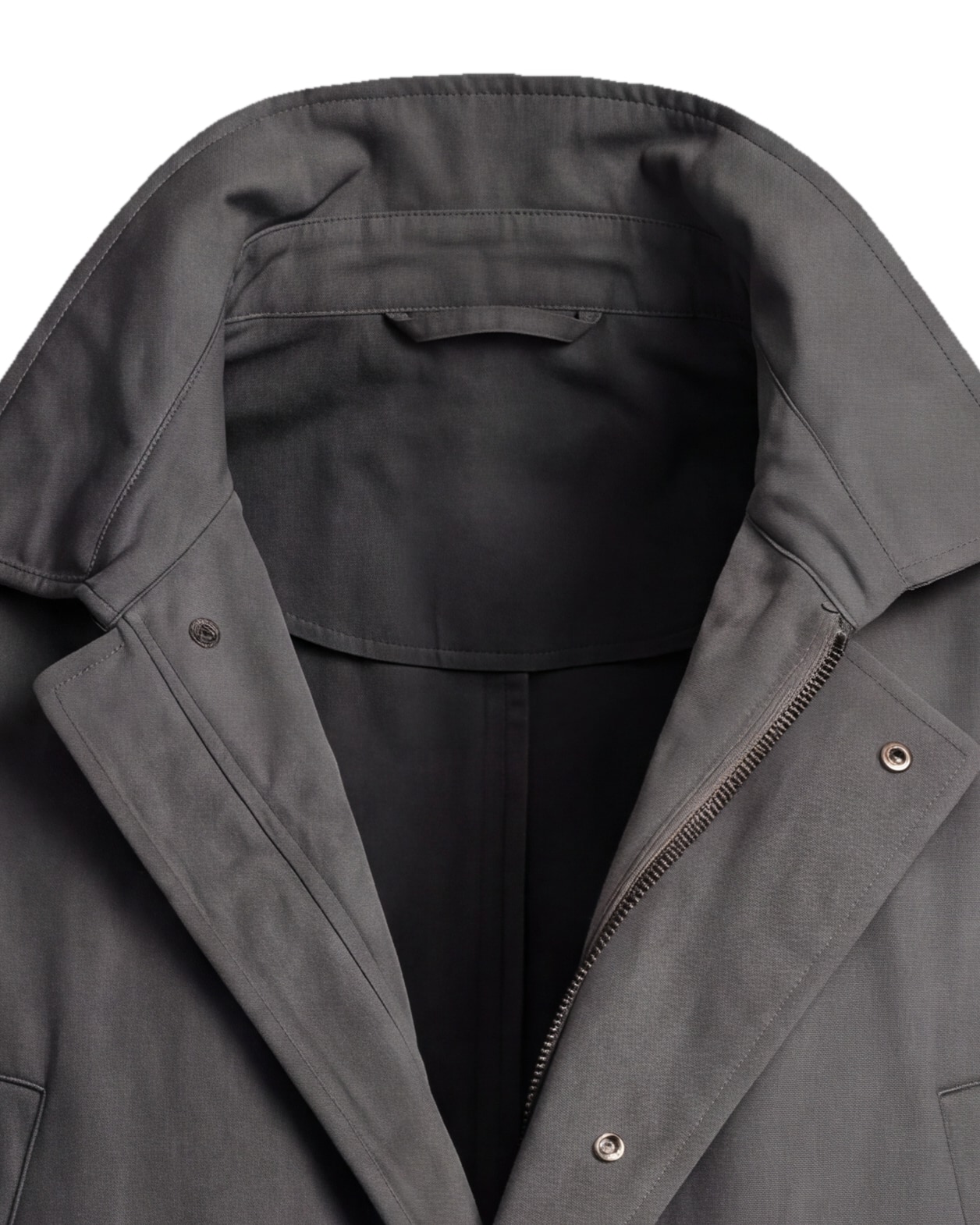 Dark Grey-Brown Field Jacket with Zip, collar detail