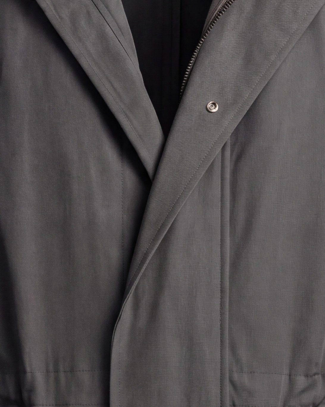 Dark Grey-Brown Field Jacket with Zip, front view