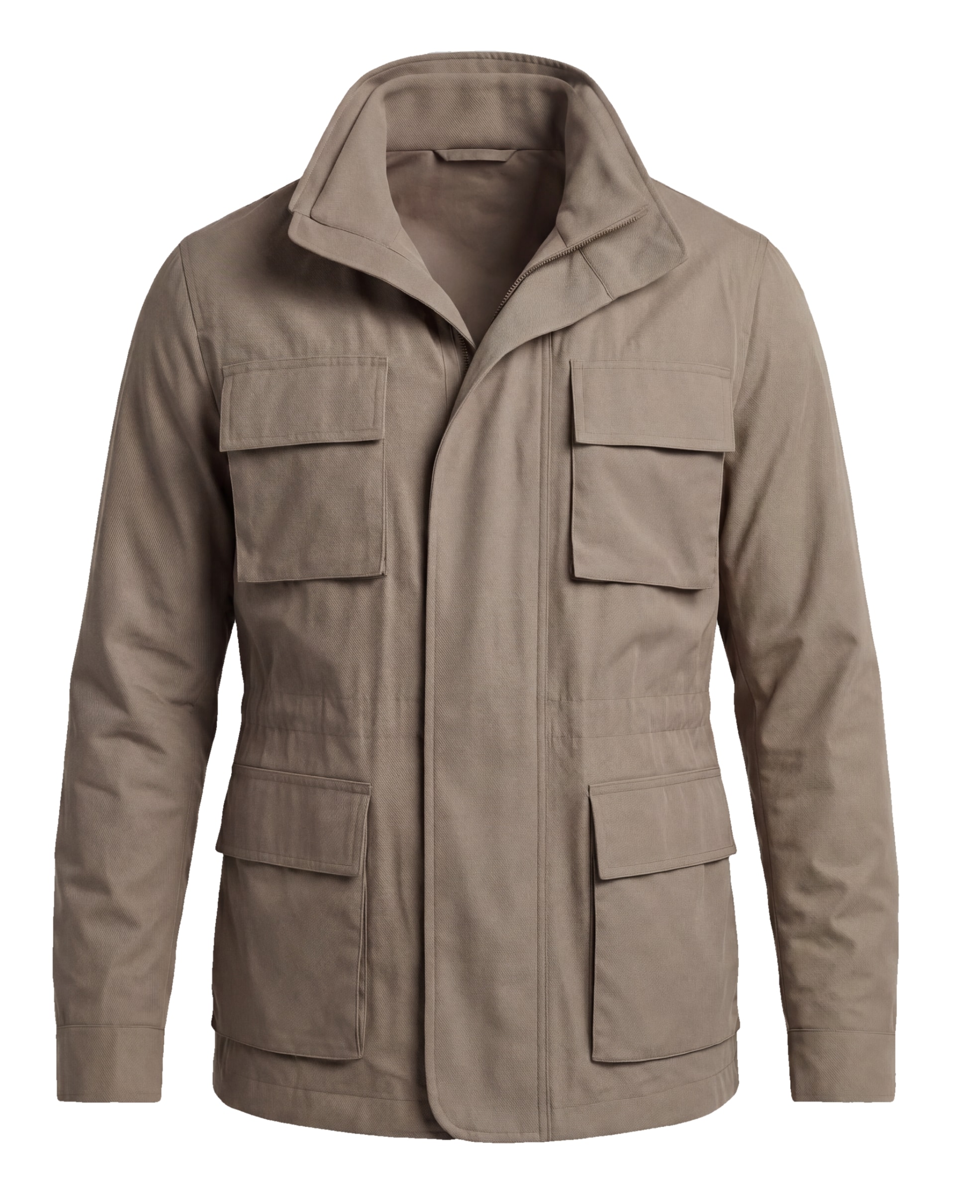Stone-coloured Field Jacket with Stand Collar