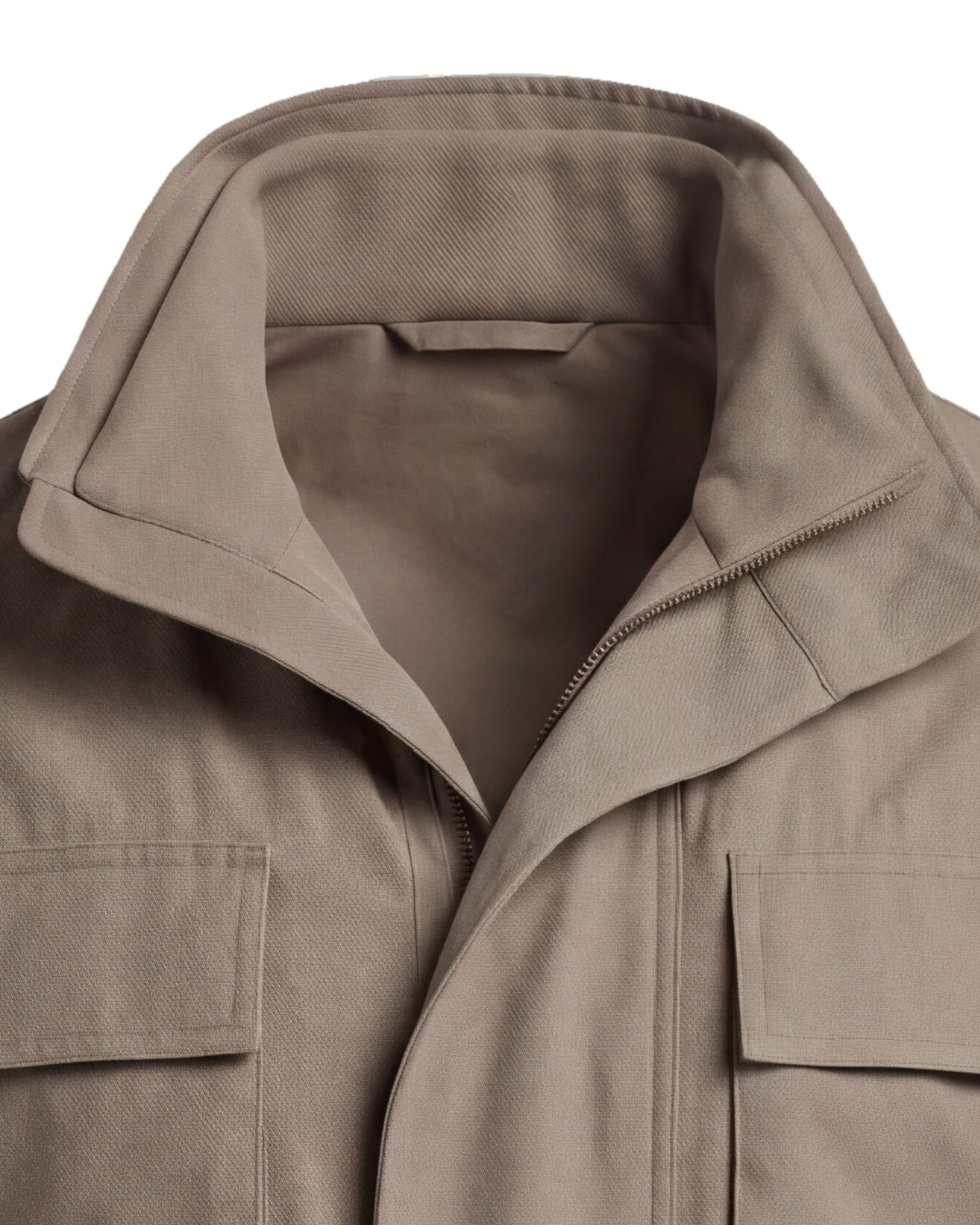 Stone-coloured Field Jacket with Stand Collar, collar detail