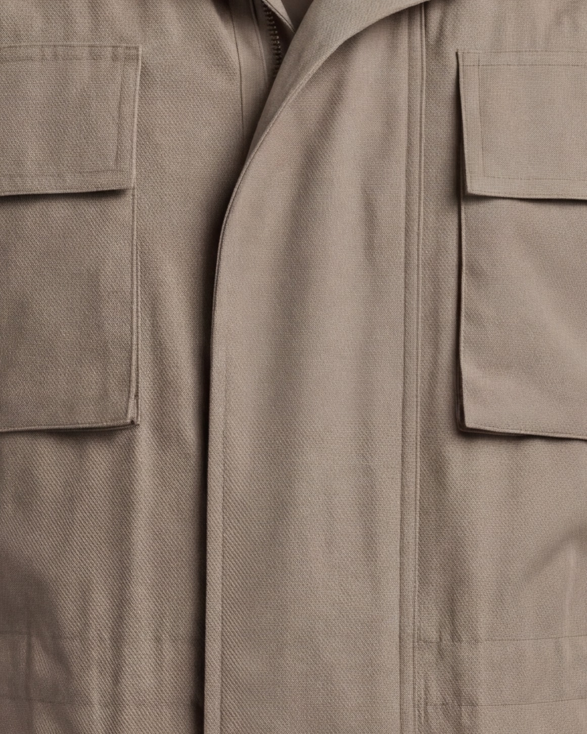 Stone-coloured Field Jacket with Stand Collar, front view