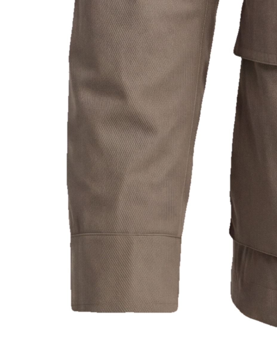 Stone-coloured Field Jacket with Stand Collar, cuff detail