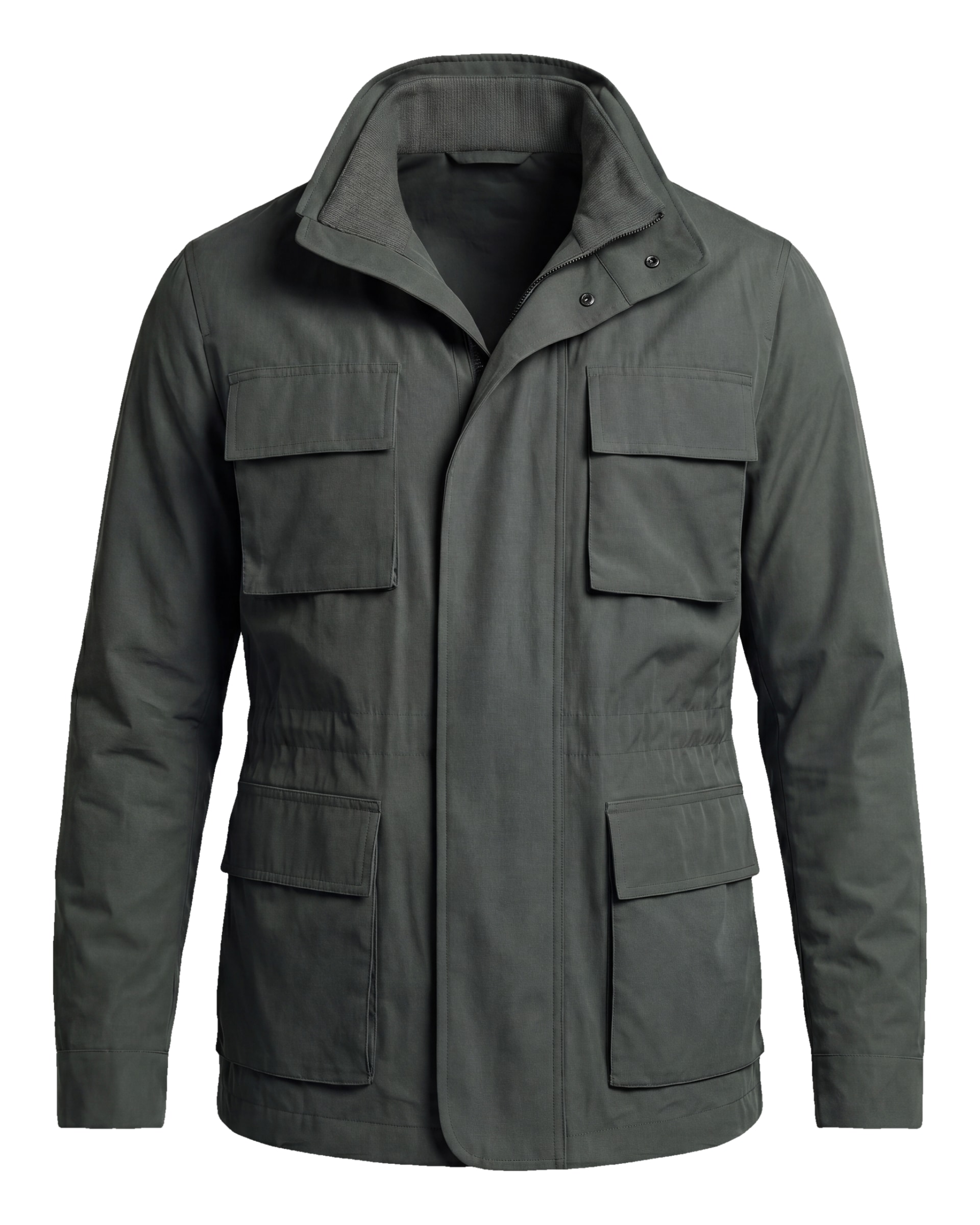 Forest Green Field Jacket with Stand Collar