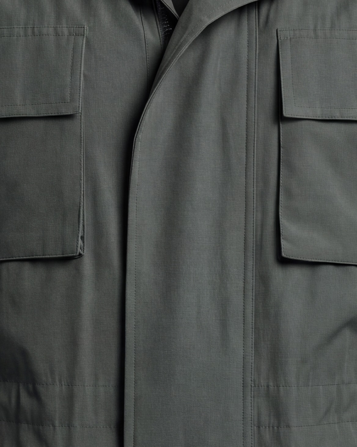Forest Green Field Jacket with Stand Collar, front view
