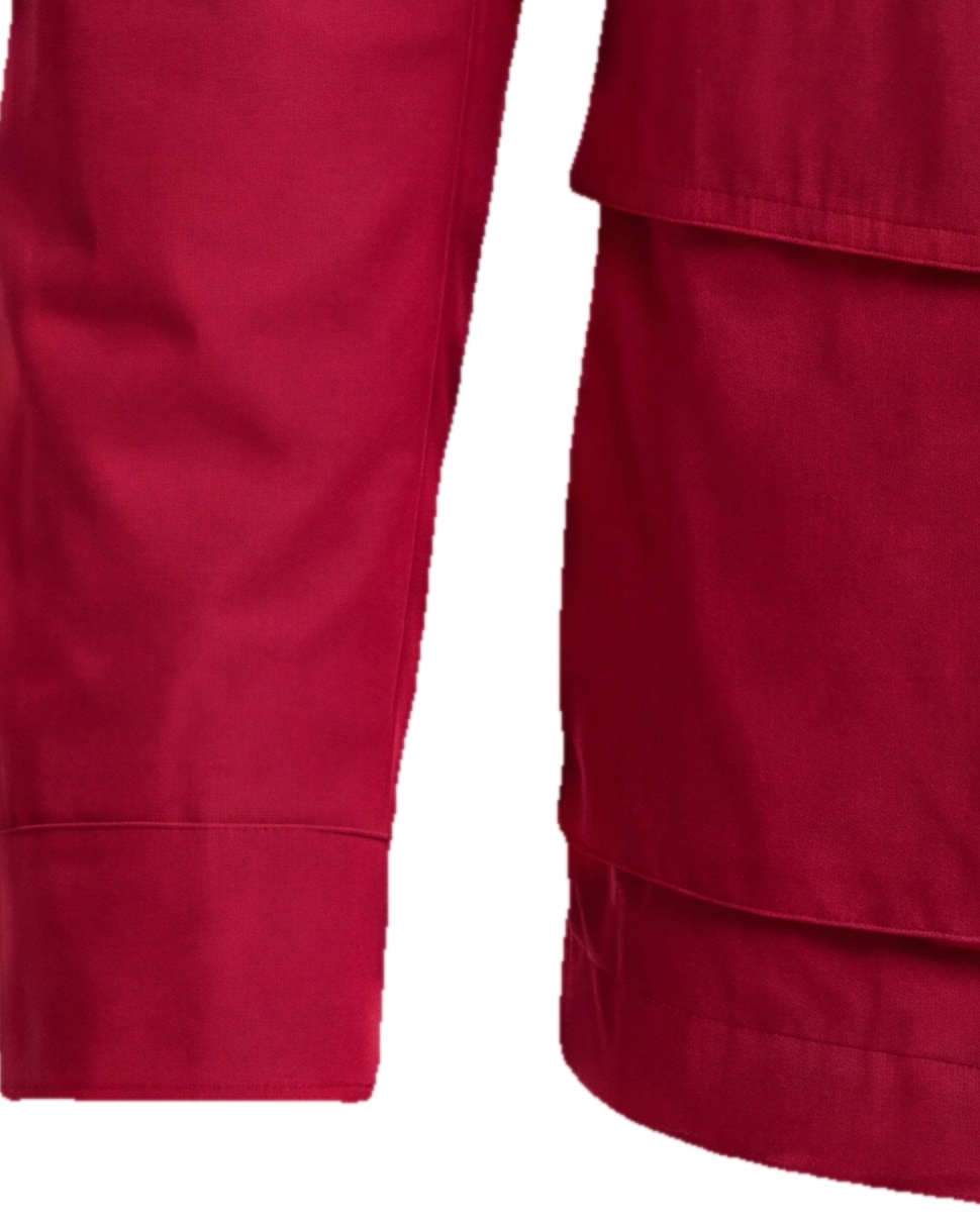 Rust-Brown Field Jacket with Stand Collar, cuff detail