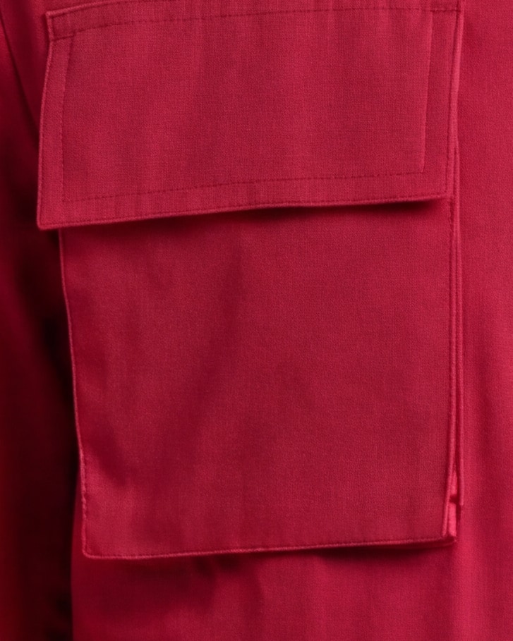 Rust-Brown Field Jacket with Stand Collar, fabric close-up
