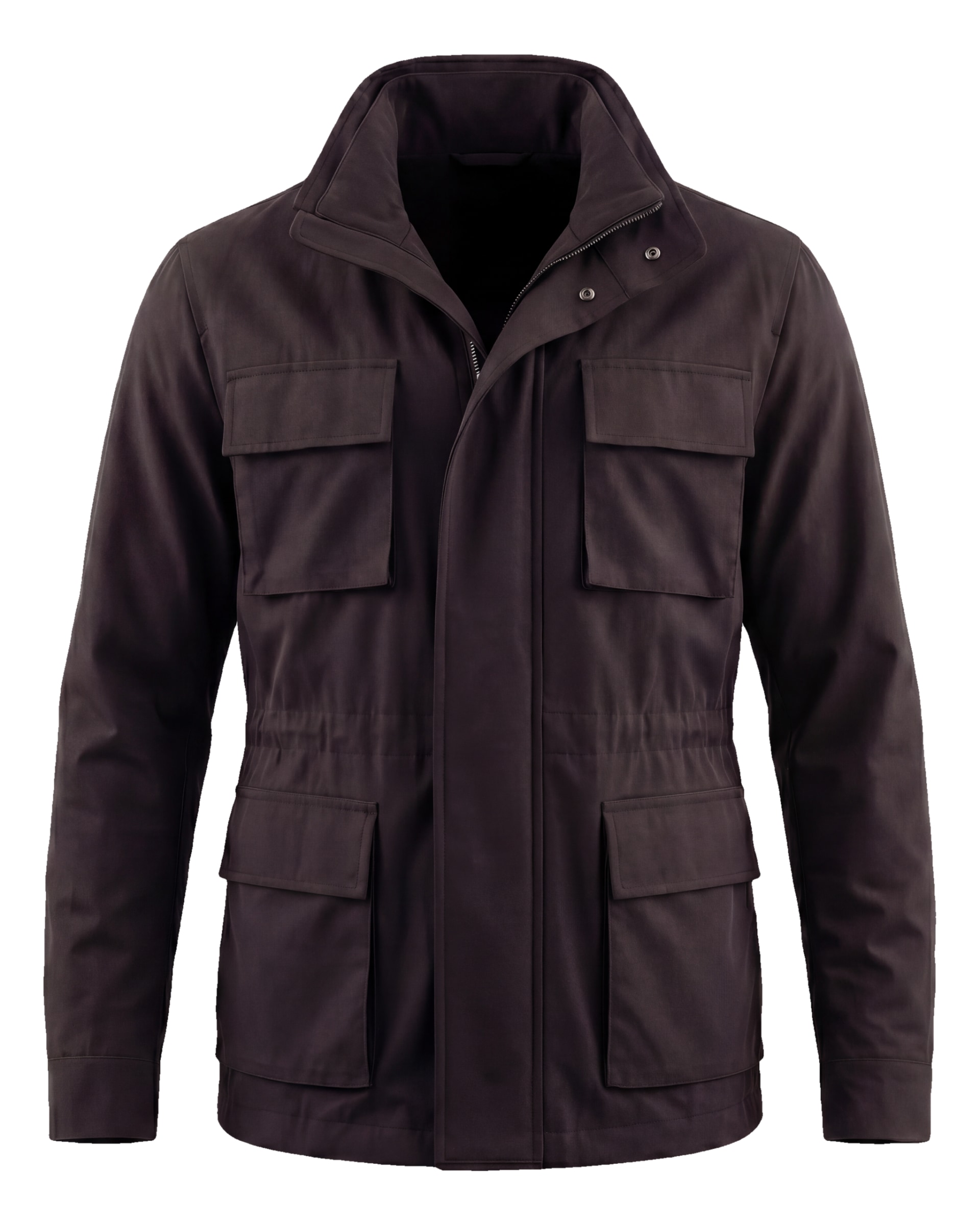 Black-Brown Field Jacket with Stand Collar