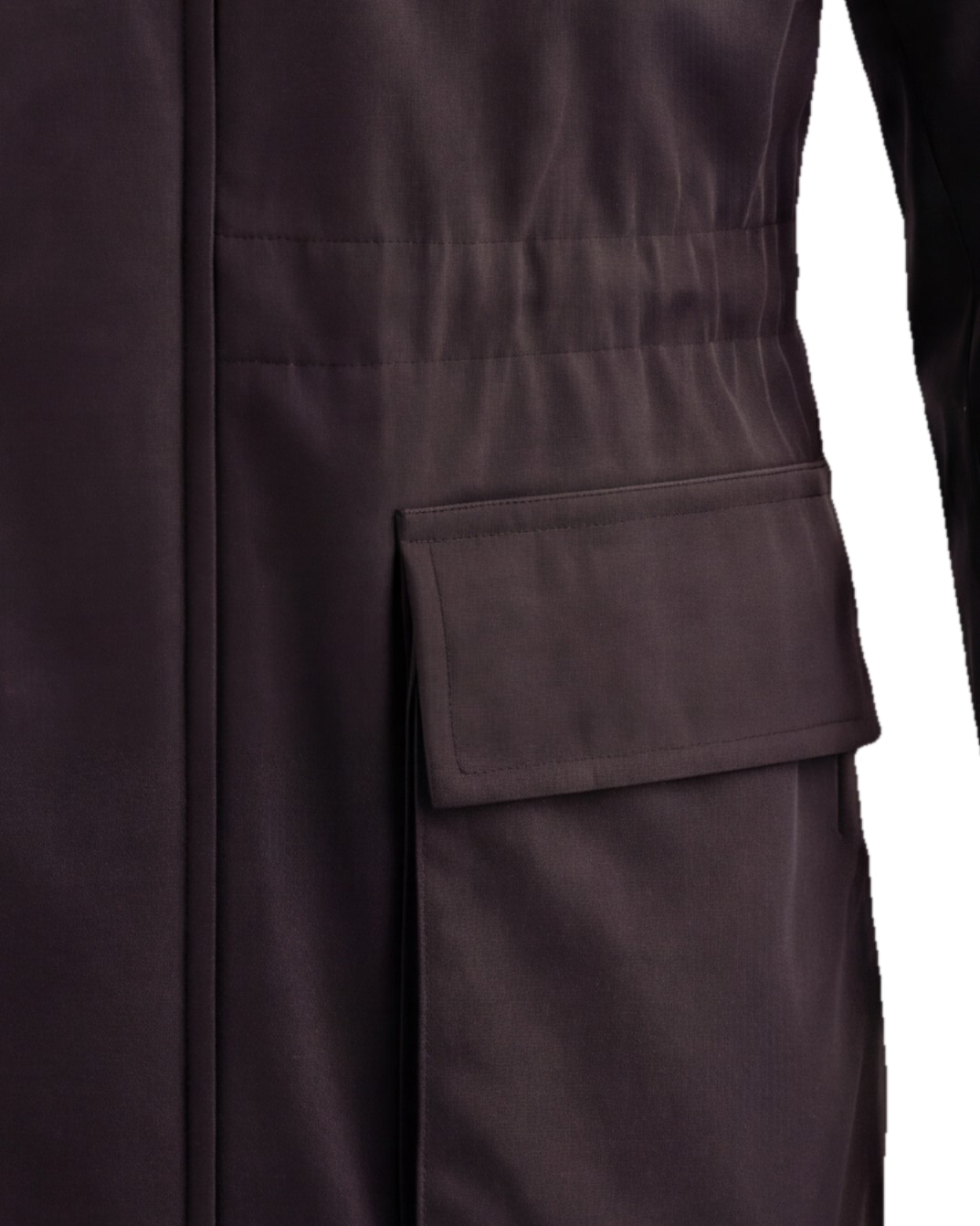 Black-Brown Field Jacket with Stand Collar, pocket detail