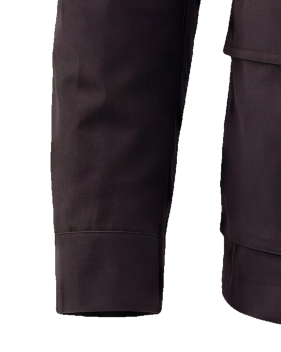 Black-Brown Field Jacket with Stand Collar, cuff detail