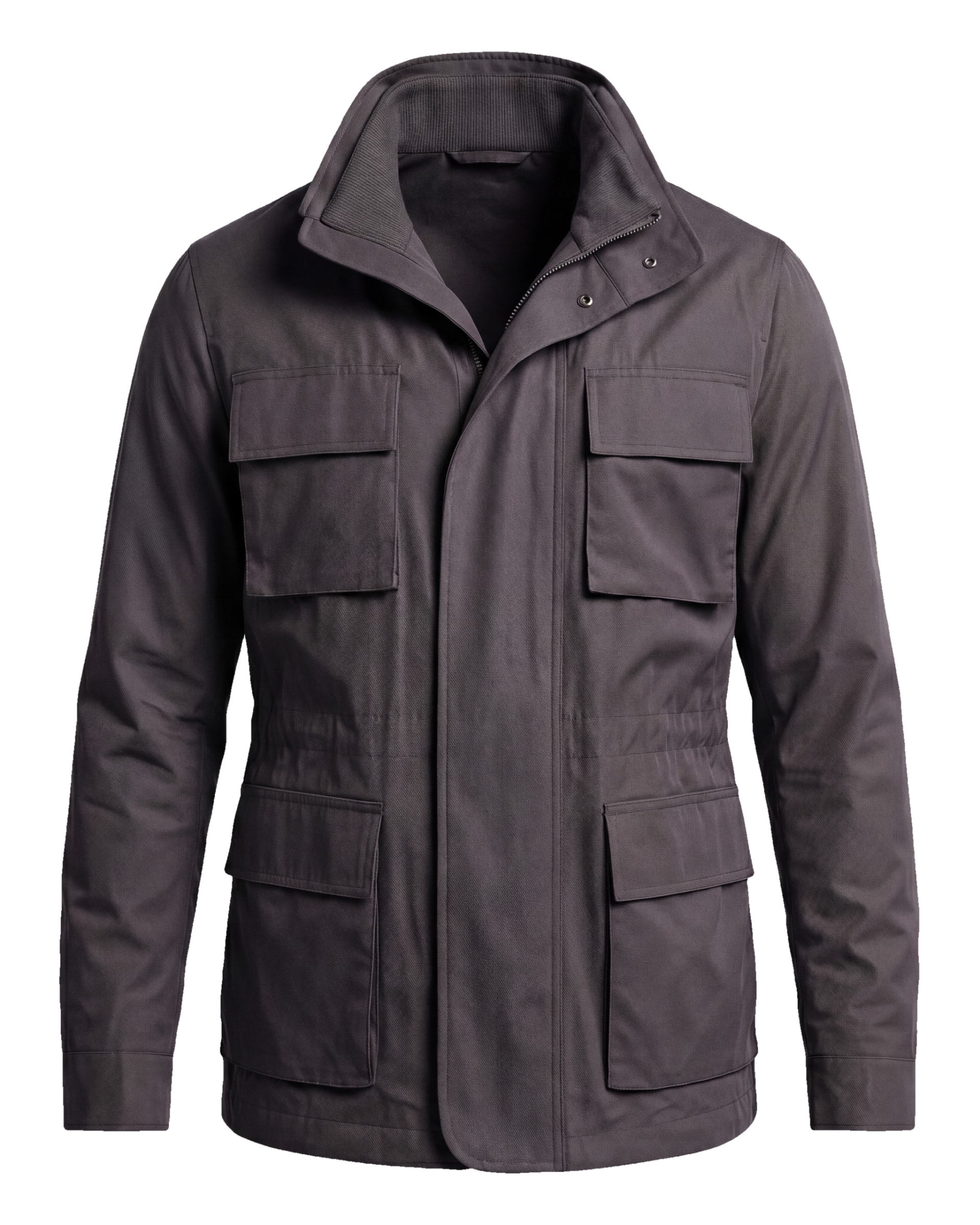 Dark Taupe Field Jacket with Stand Collar