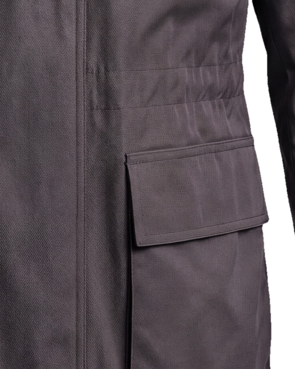 Dark Taupe Field Jacket with Stand Collar, pocket detail