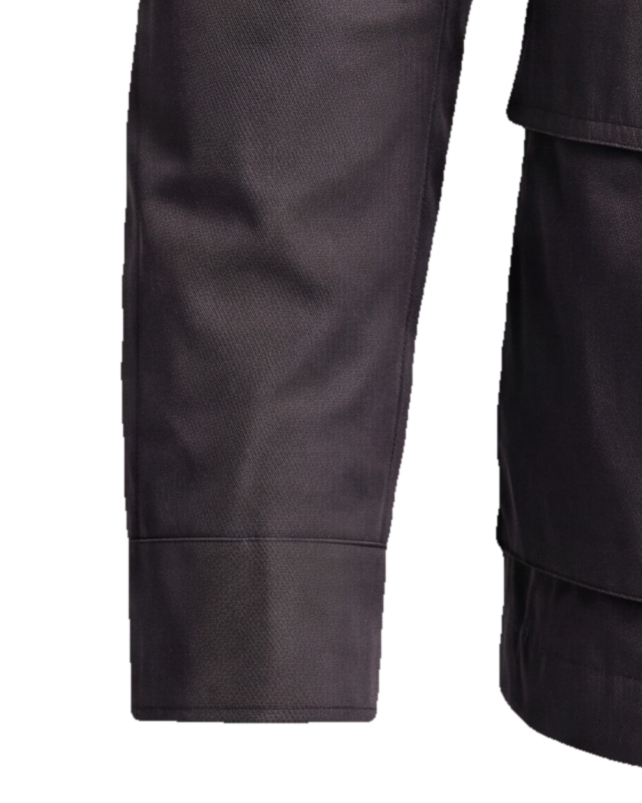 Dark Taupe Field Jacket with Stand Collar, cuff detail