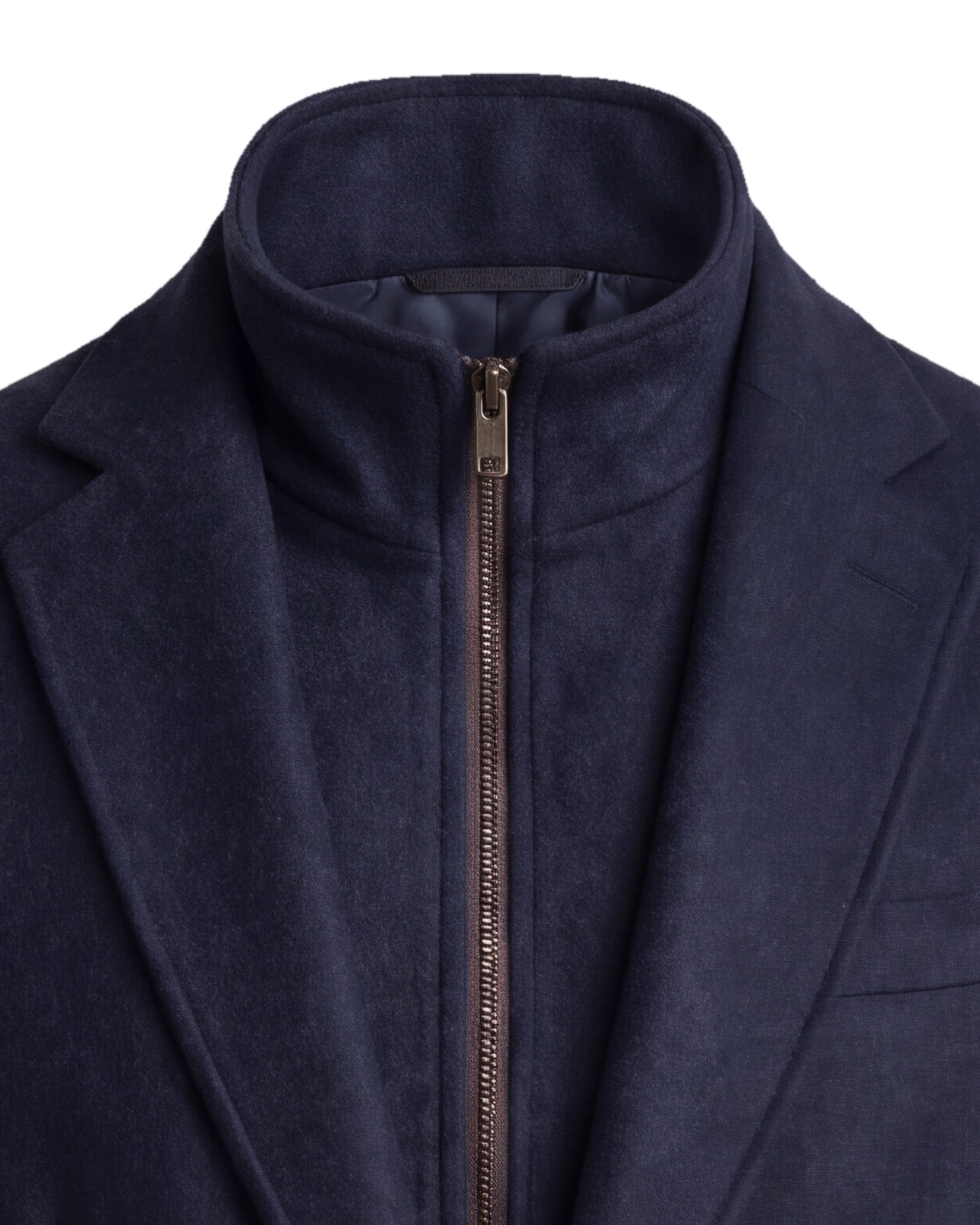 Navy Hybrid Jacket, collar detail
