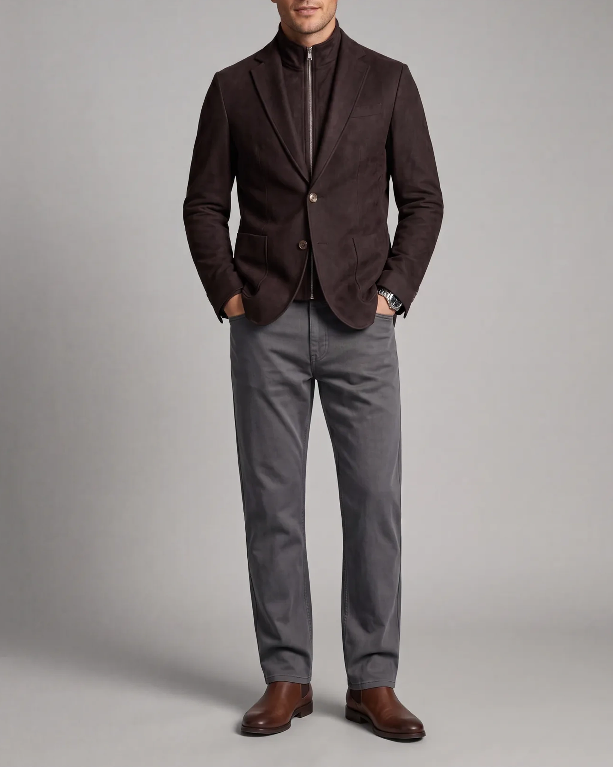 Black Hybrid Jacket from HOV Collection, on model