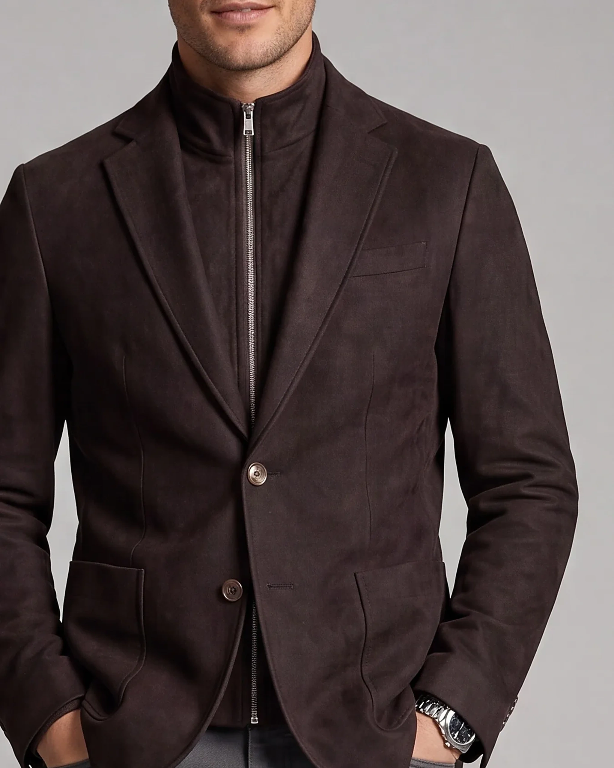 Black Hybrid Jacket from HOV Collection, collar detail