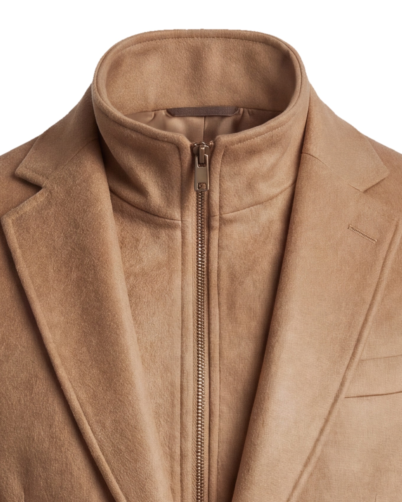 Camel Hybrid Jacket, collar detail