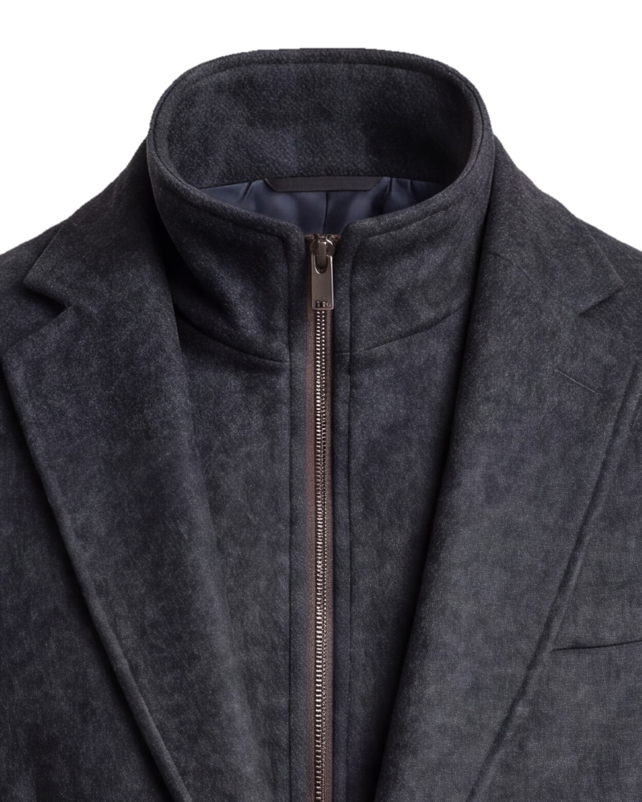 Charcoal Hybrid Jacket, collar detail