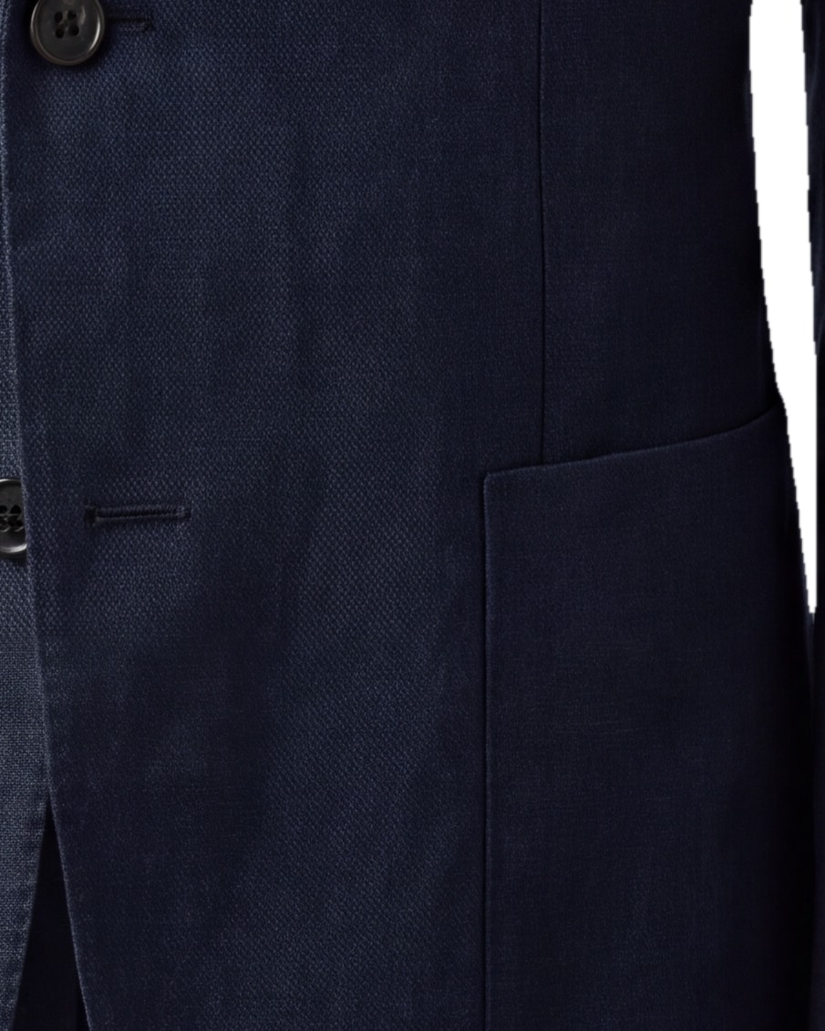 Dark Navy Linen Jacket, pocket detail