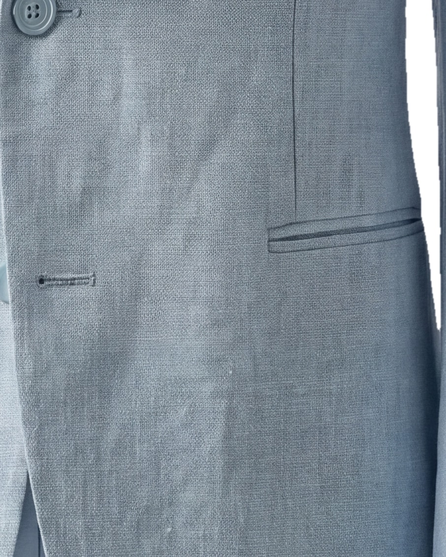 Dove Blue Linen Jacket, pocket detail